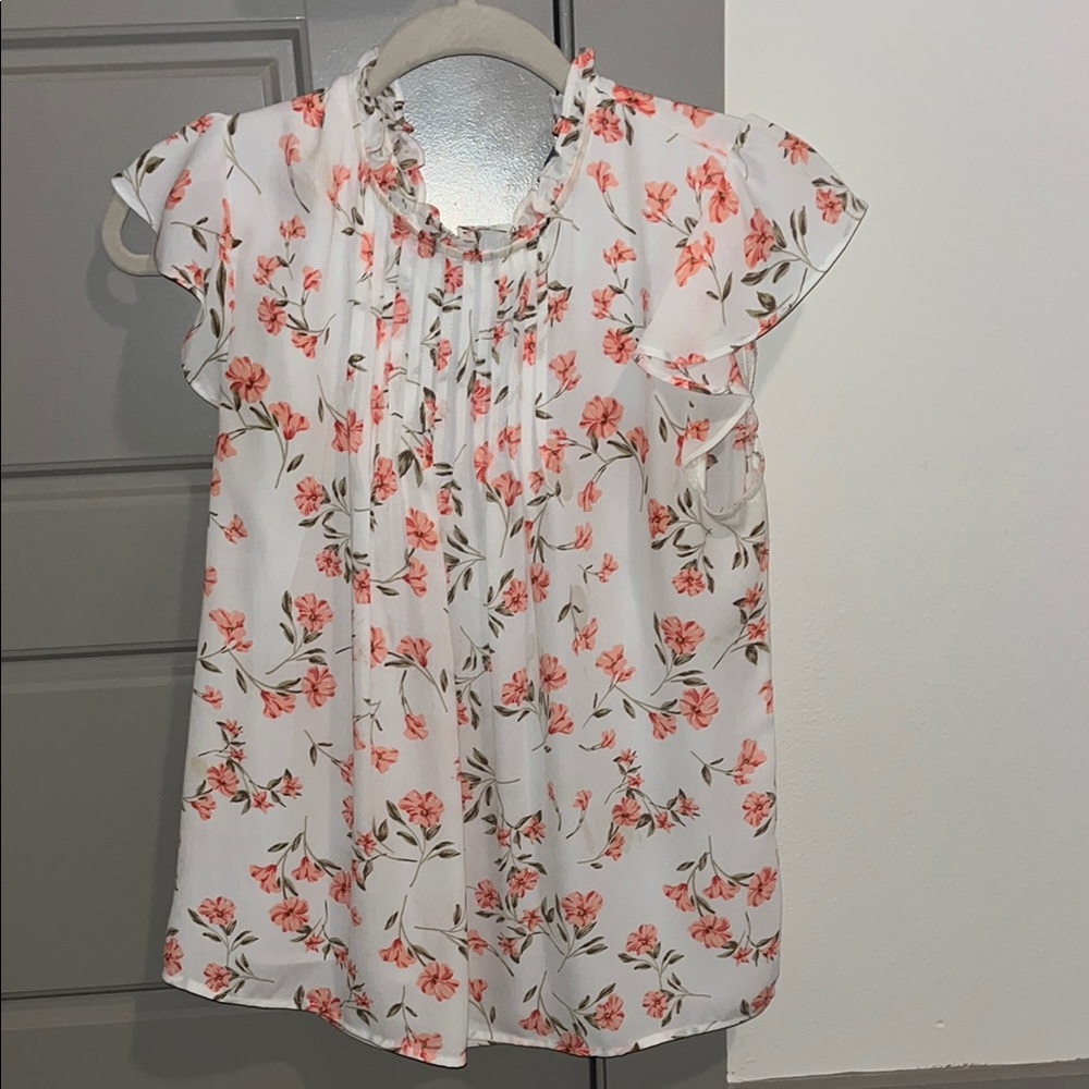 Floral Ruffle Sleeve Top